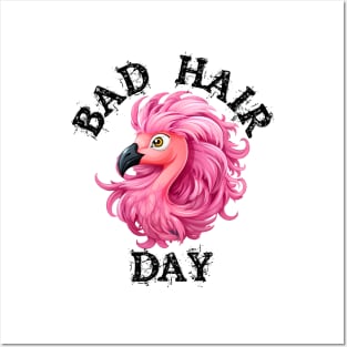 Pink Flamingo - Bad Hair Day (Black Lettering) Posters and Art